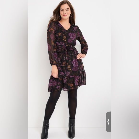 Maurices Dresses & Skirts - Maurices Black and Purple Floral Dress